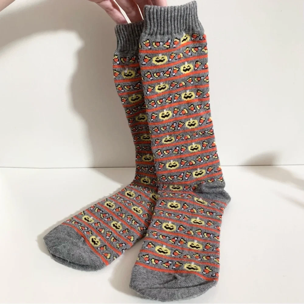 Vintage Halloween glitter socks candy corn and Jack o lanterns